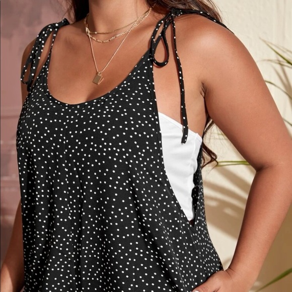 Plus size polka dot knot cami jumpsuit - Picture 7 of 8